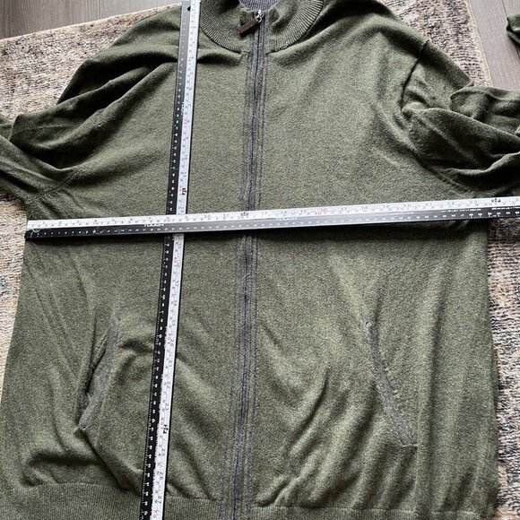 Tasso Elba Elbow Patch Sweater Men XL Green Full Zip Collared Lightweight Jacket - Picture 9 of 12